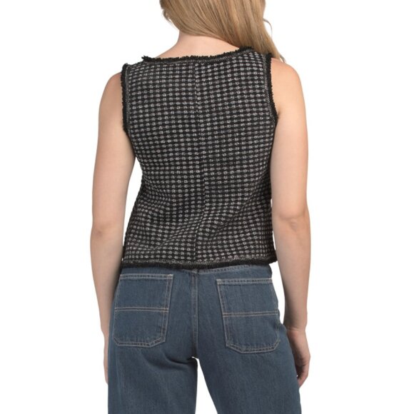 MAX STUDIO LONDON Black/white Sleeveless Shell Top - Picture 2 of 2